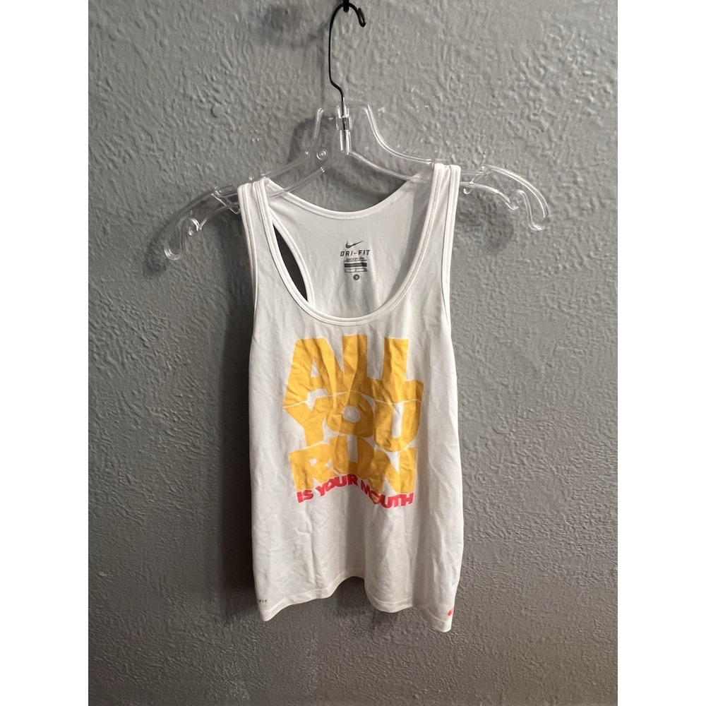 Nike White Print Tank Top Size Womens Size Small
